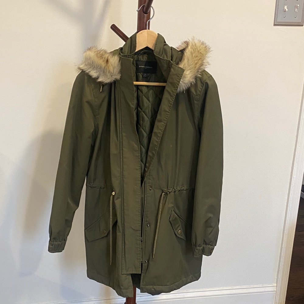 NWOT Banana Republic Olive Quilted Jacket Sz XS